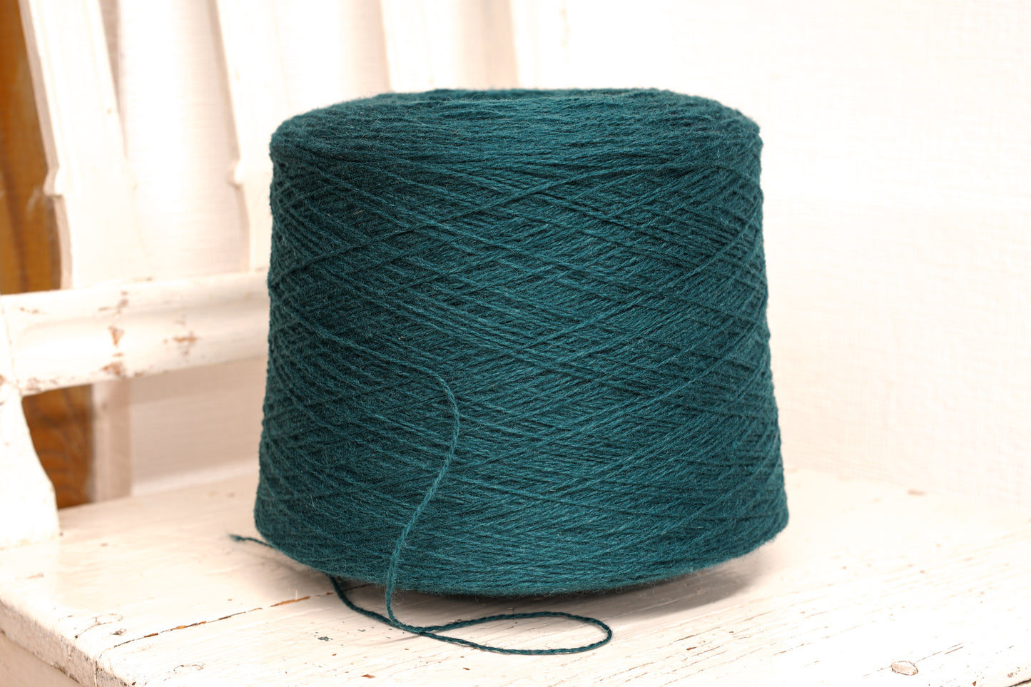Emerald blue fingering wool in cone | emerald-blue-fingering-wool-in-cone