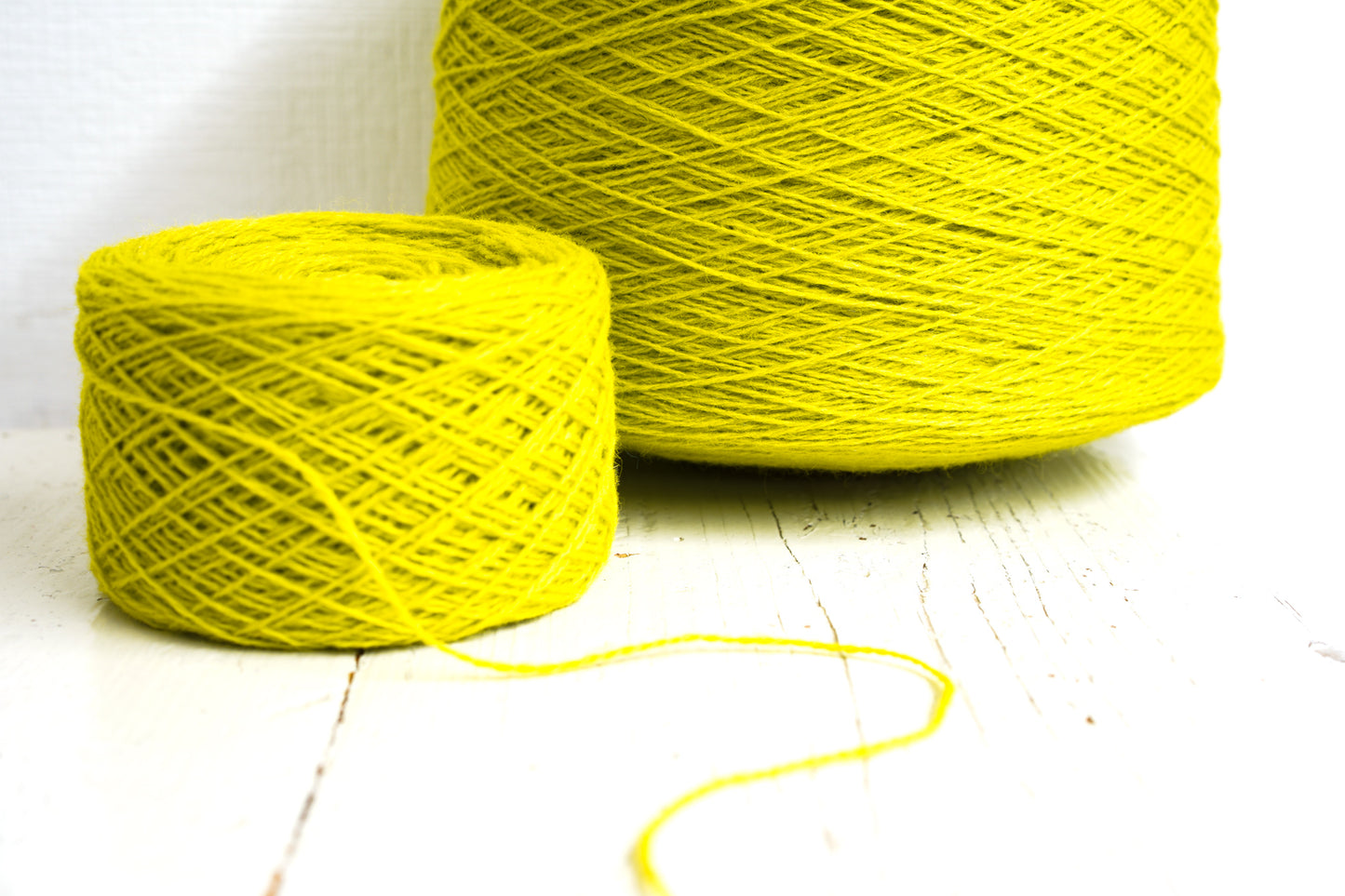 Neon green wool in cone - 340 color