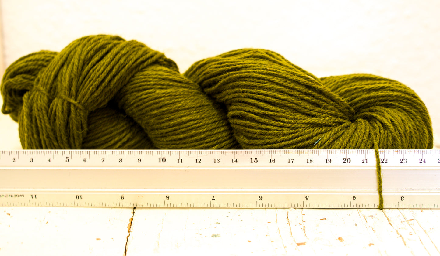 Moss green 60% wool and PO blend yarn, 100g/3,5oz.
