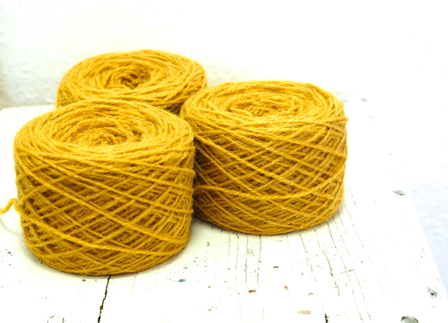 Mustard color wool yarn (65)