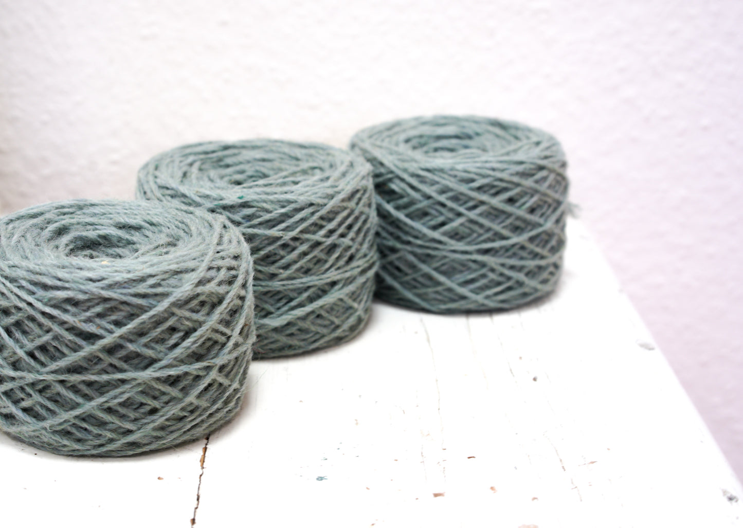 Light denim blue European Aran wool yarn