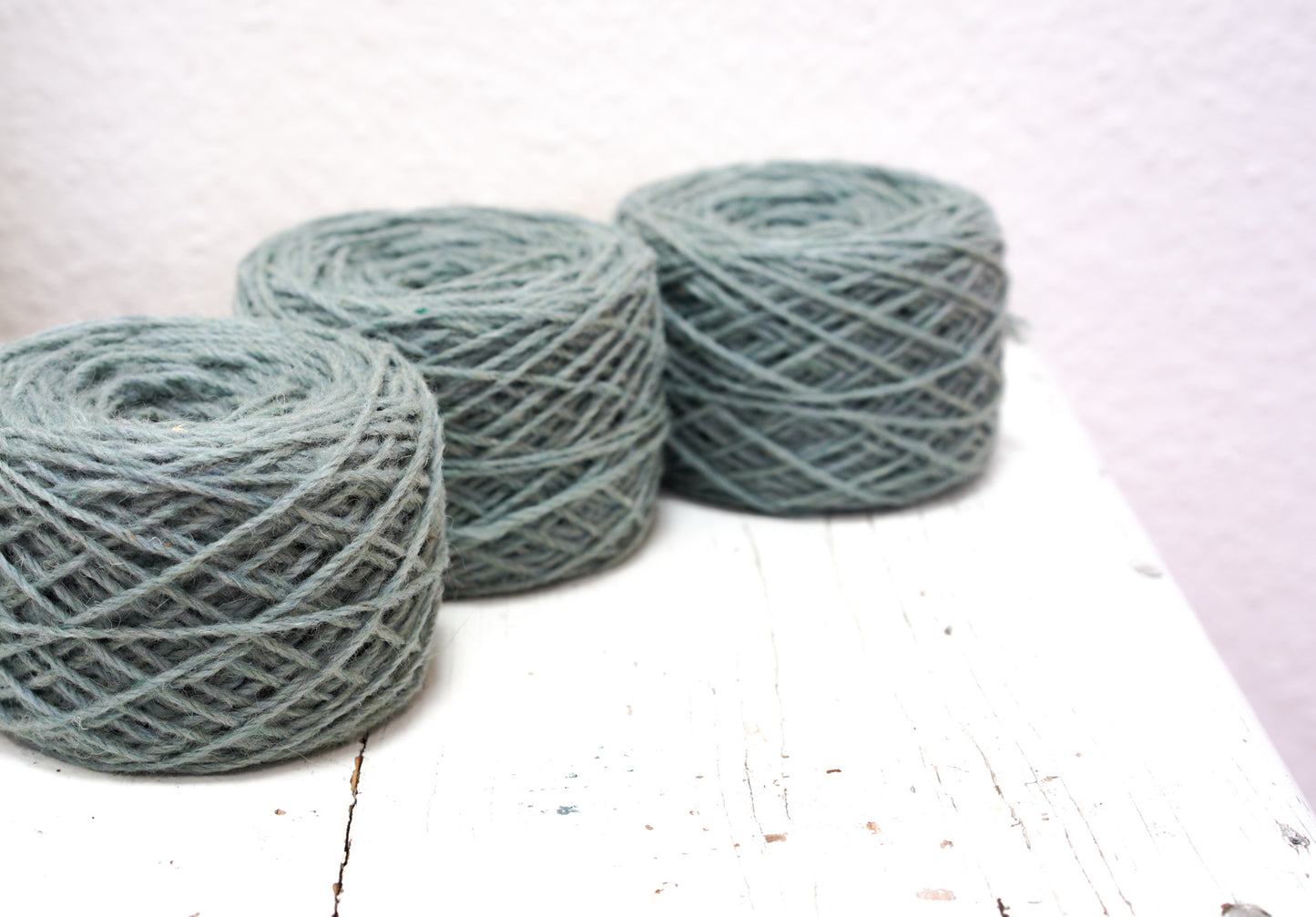 Light denim blue European Aran wool yarn