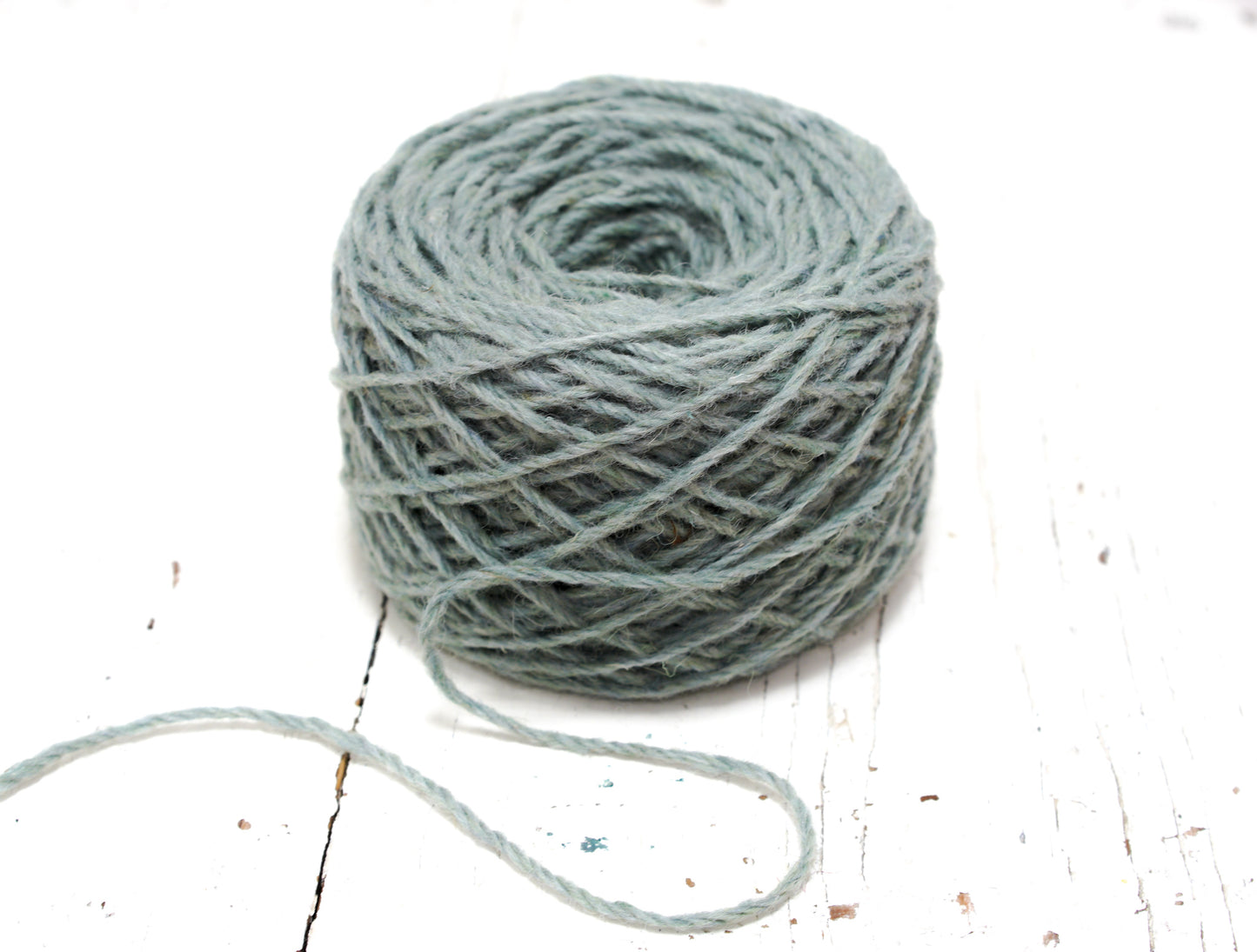 Light denim blue European Aran wool yarn