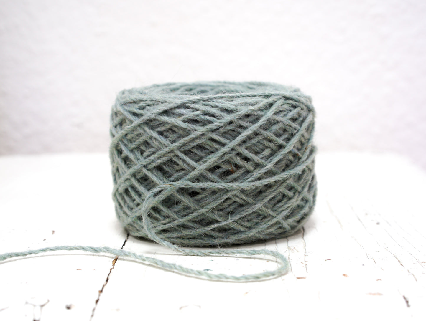 Light denim blue European Aran wool yarn