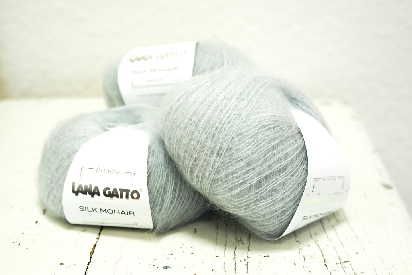 SIlver blue Lana Gatto lace Mohair Silk yarn