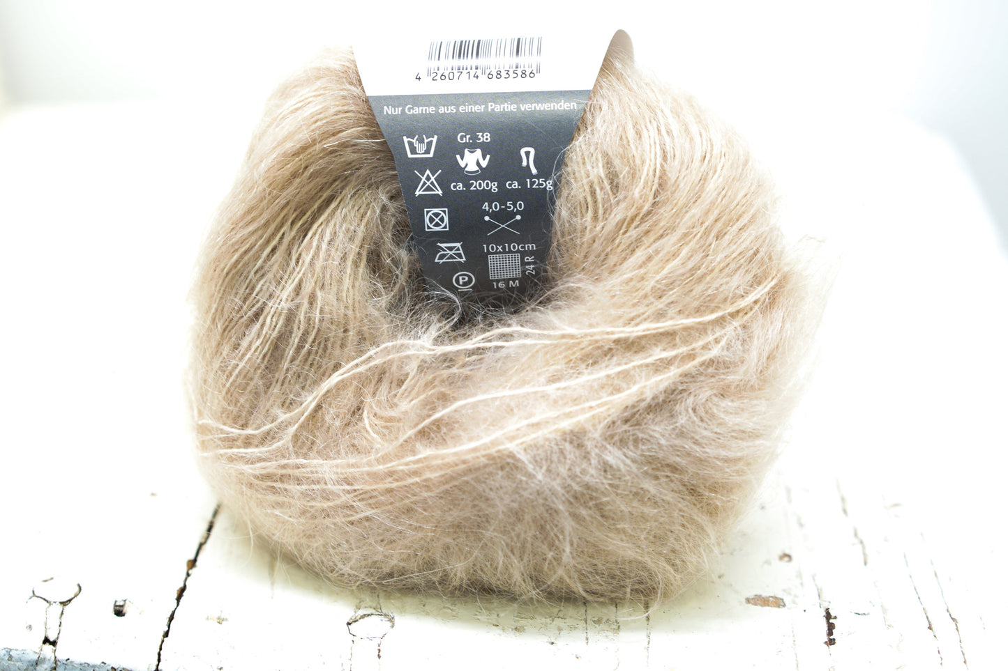 Taupe brown PRO LANA Kid Mohair PO blend yarn - 25g./0.875 oz