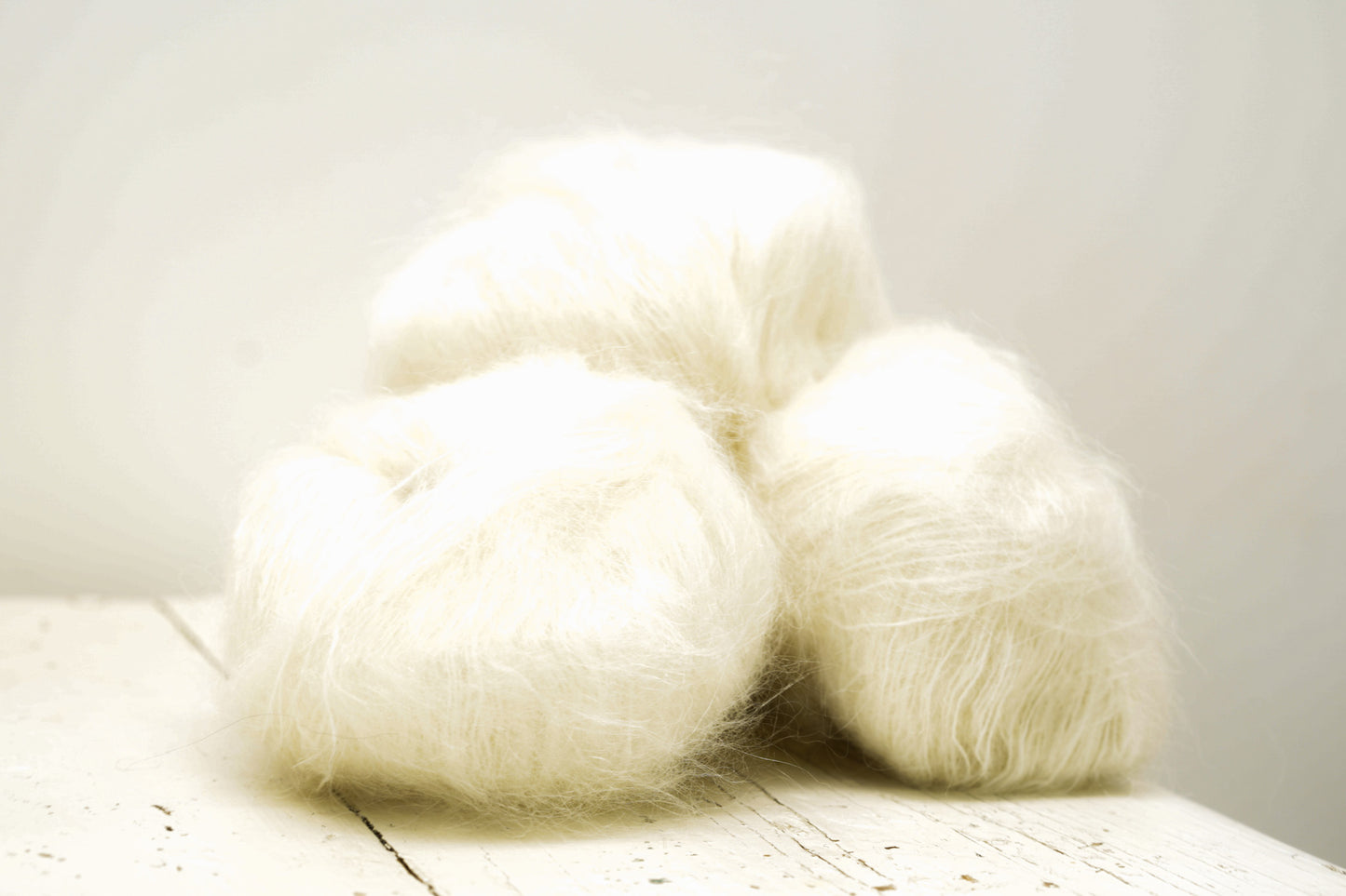 Milk white PRO LANA Kid Mohair PO blend yarn - 25g./0.875 oz