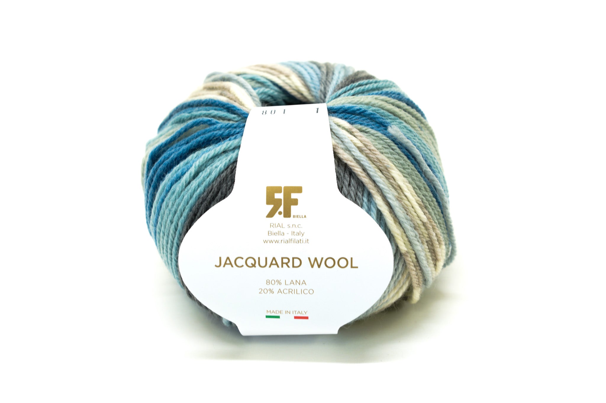 Blue-grey-brown Jacquard 80% wool blend 50g./125m - color 801