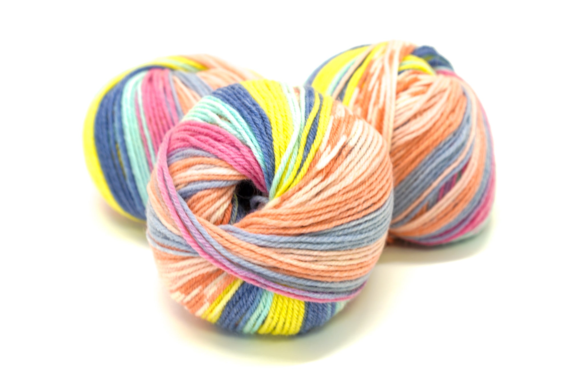 Multicolour blue-yellow-salmon Jacquard 80% wool blend 50g./125m - Color 800