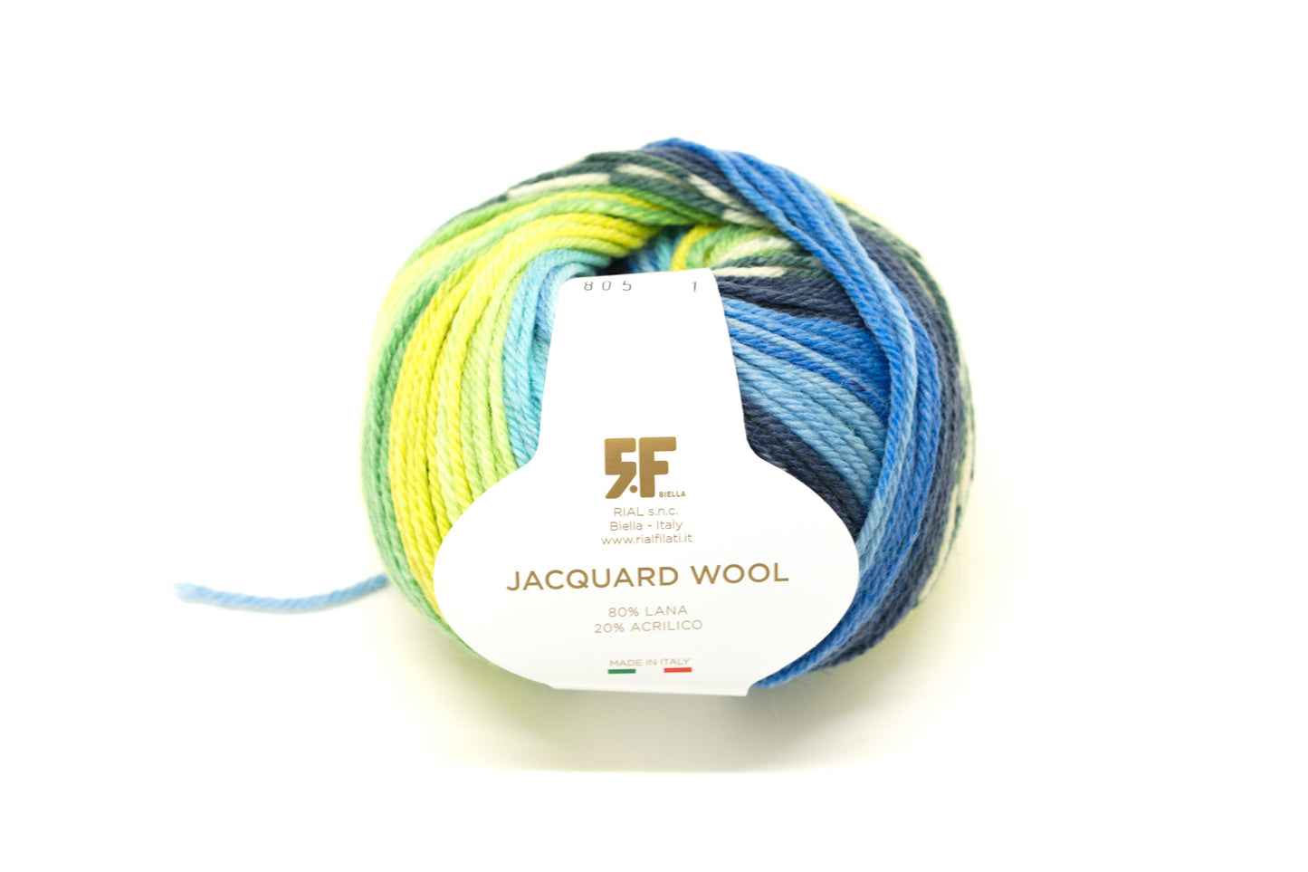 Blue-yellow-denim-green Jacquard 80% wool blend 50g./125m - color 805