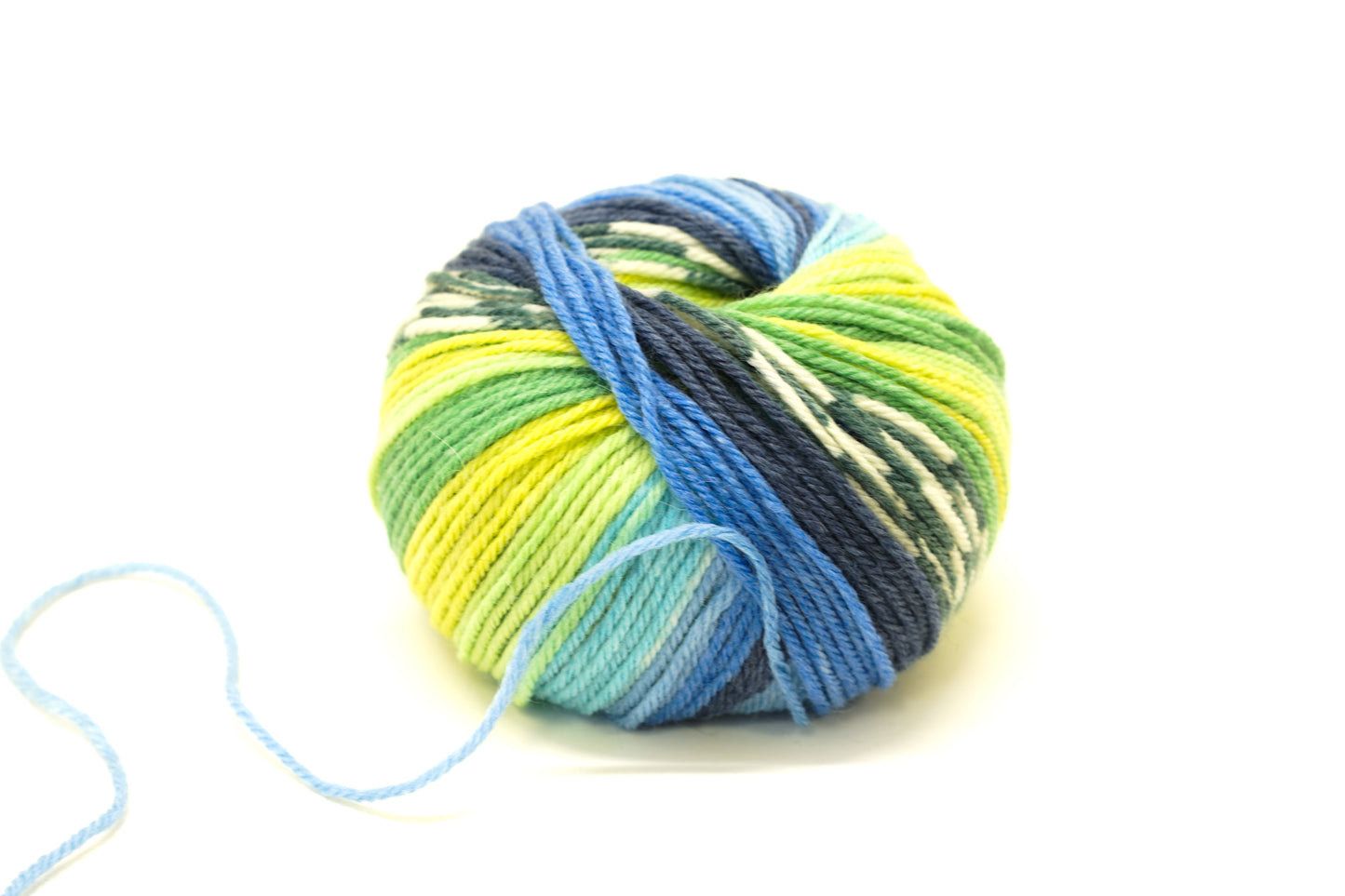 Blue-yellow-denim-green Jacquard 80% wool blend 50g./125m - color 805