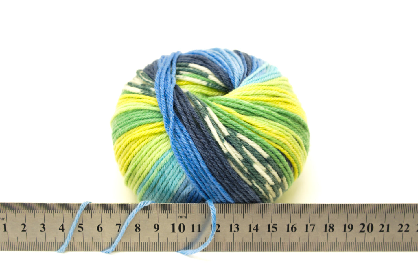 Blue-yellow-denim-green Jacquard 80% wool blend 50g./125m - color 805