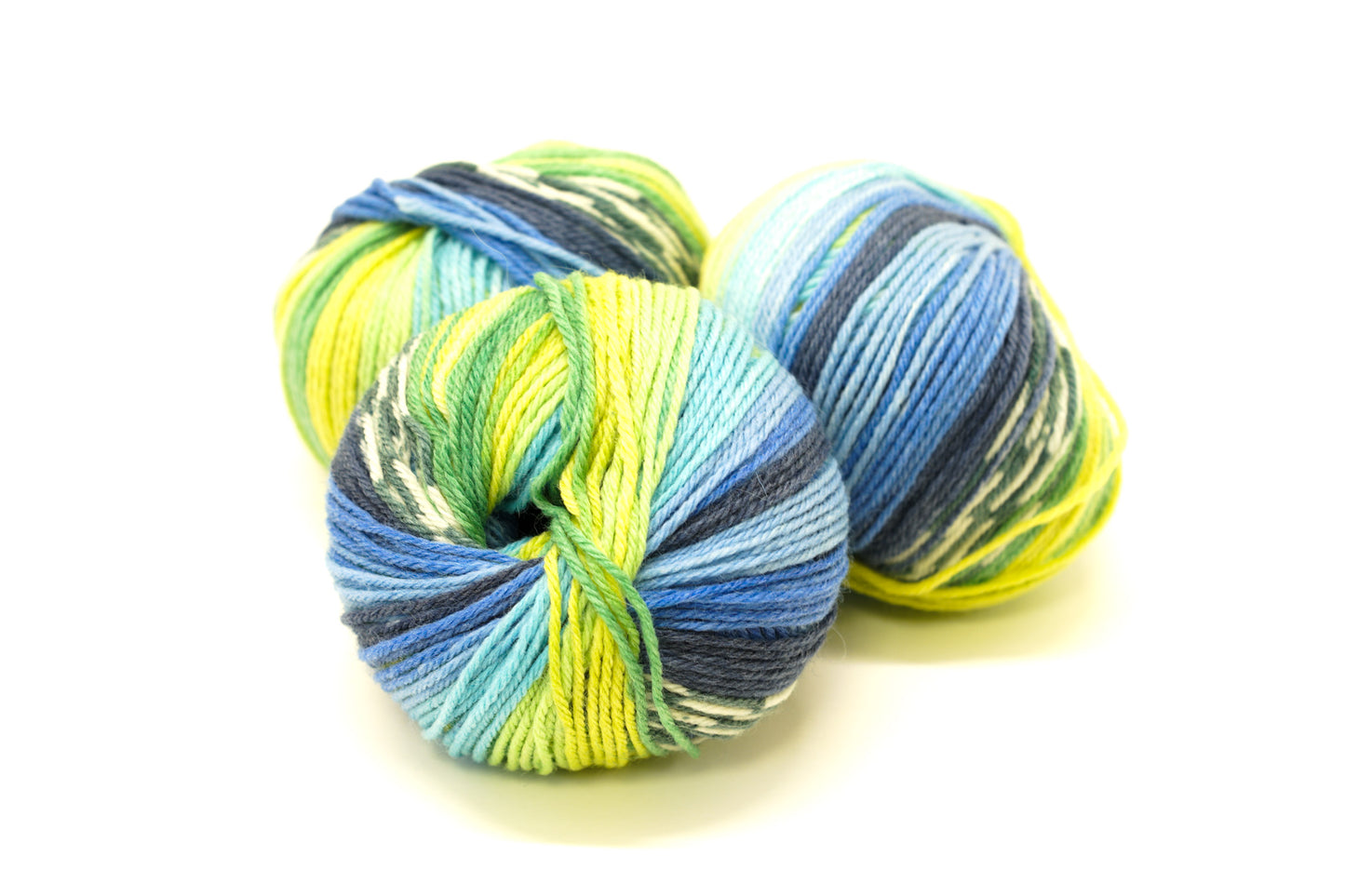 Blue-yellow-denim-green Jacquard 80% wool blend 50g./125m - color 805