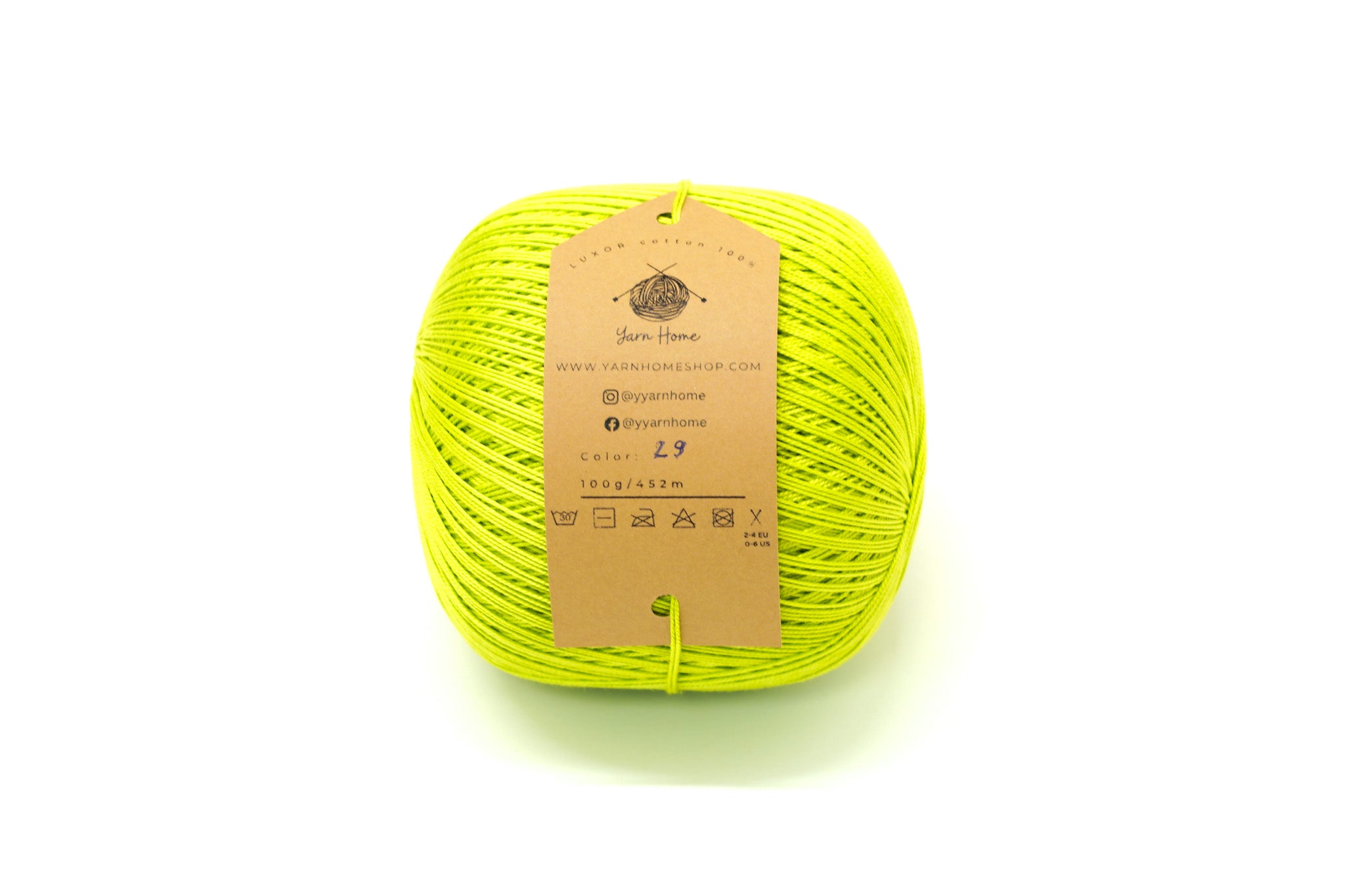Neon green color mercerised cotton 100g/452m