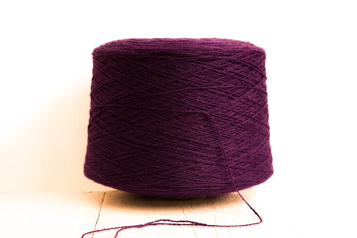 Raisin color wool yarn cone | raisin-color-wool-yarn-cone
