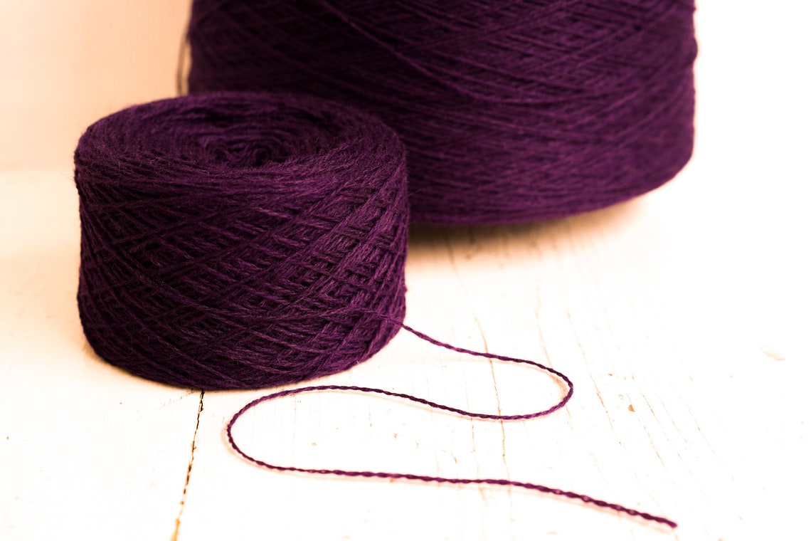Raisin color wool yarn cone | raisin-color-wool-yarn-cone