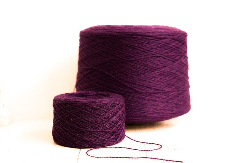 Raisin color wool yarn cone | raisin-color-wool-yarn-cone