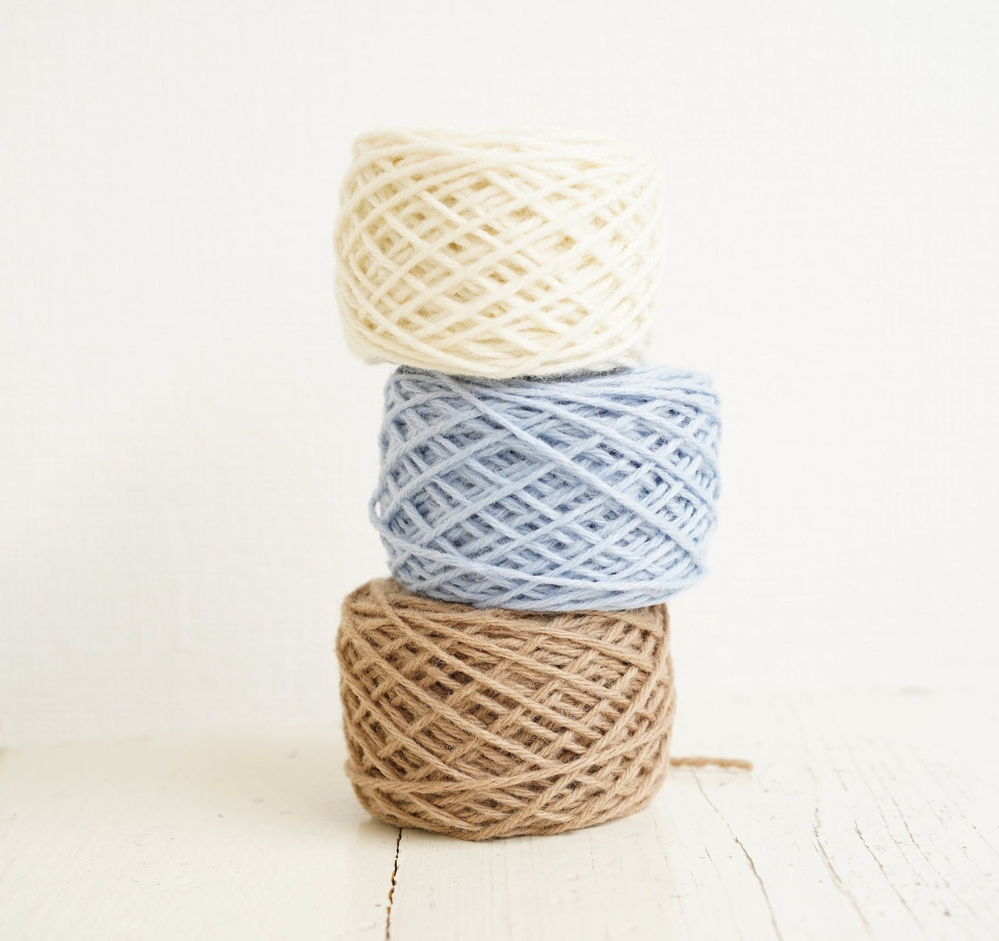 White, blue, brown color aran wool | white-blue-brown-color-aran-wool