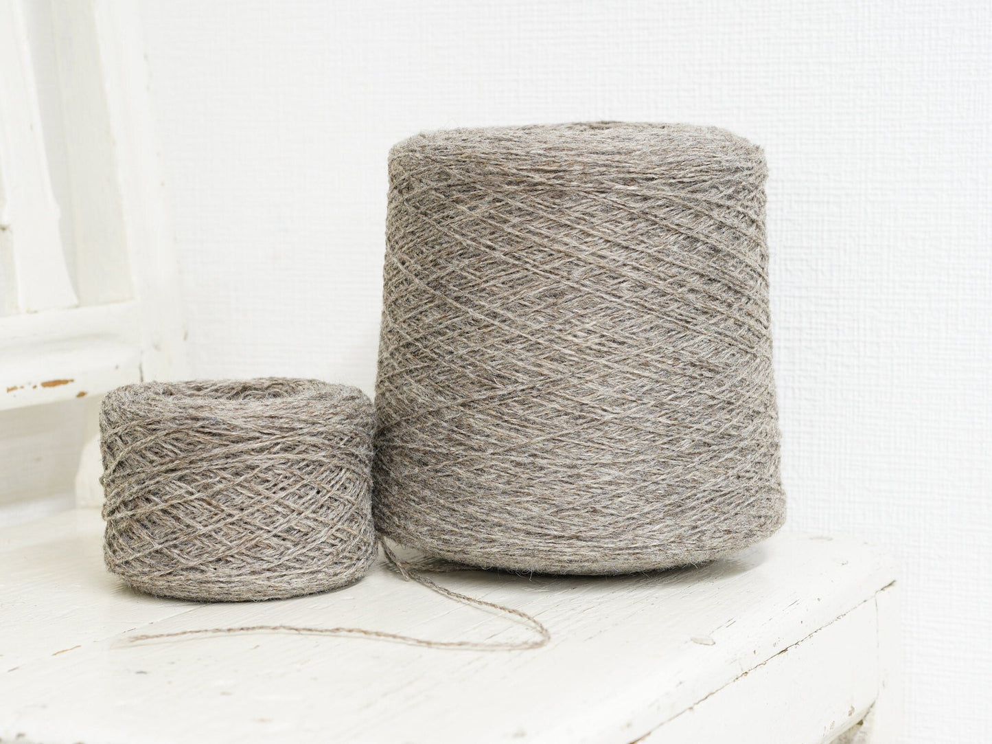 Grey-brown natural wool yarn in cone | grey-brown-natural-wool-yarn-in-cone
