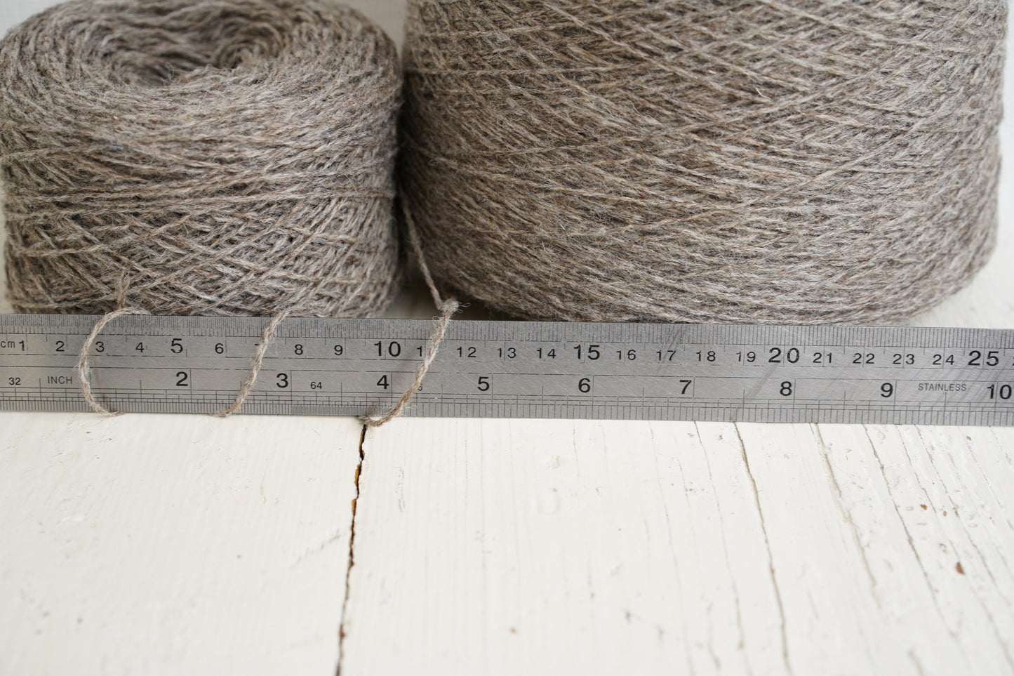 Grey-brown natural wool yarn in cone | grey-brown-natural-wool-yarn-in-cone