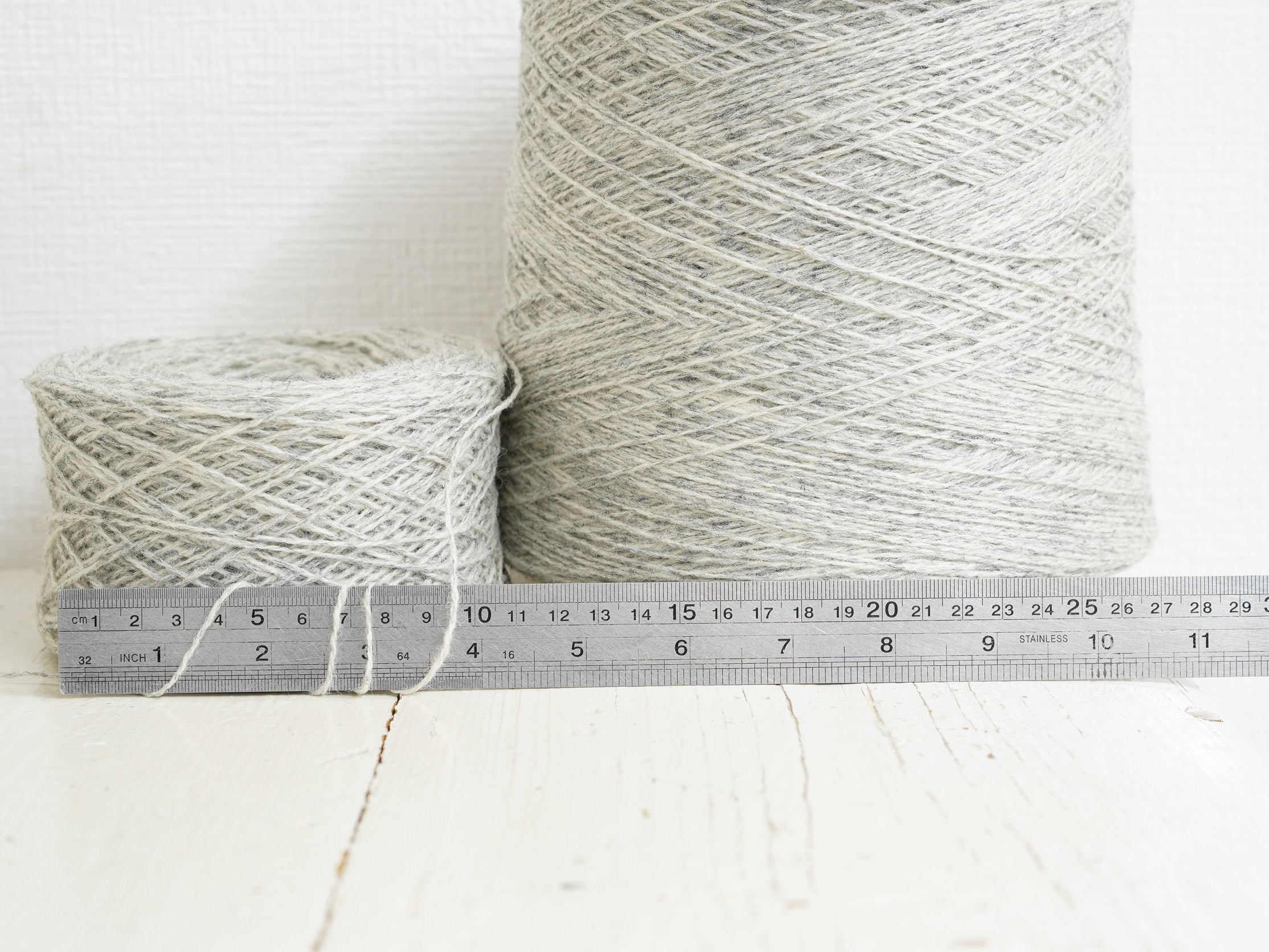 Light Grey fingering wool yarn in cone | light-grey-fingering-wool-yarn-in-cone