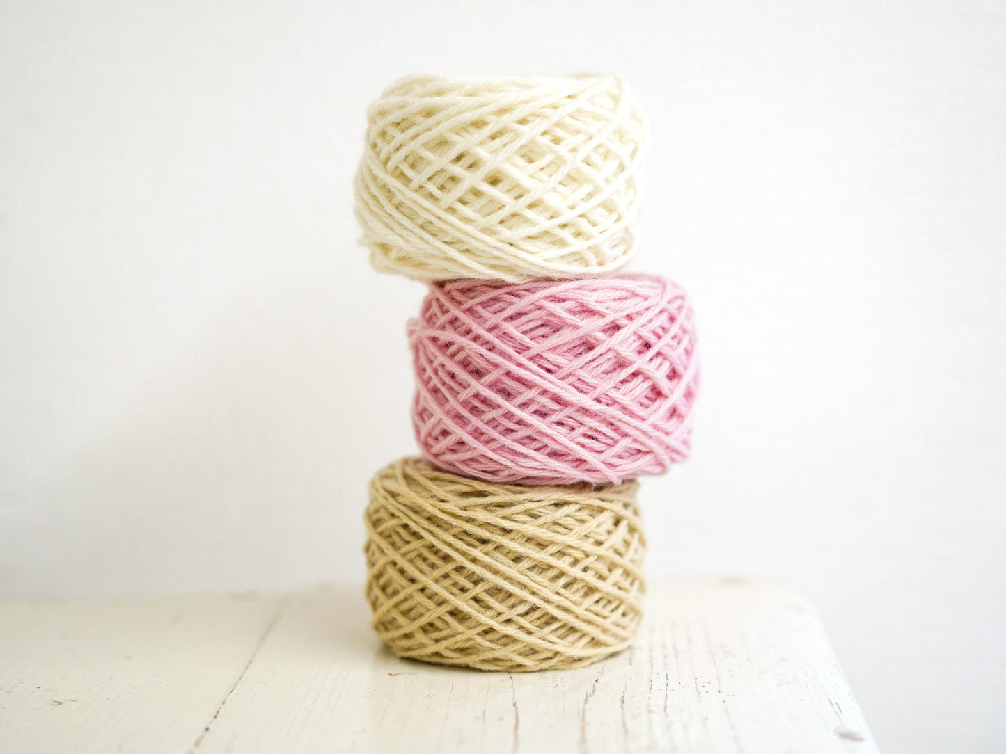 White, pink, ivory wool yarn for crafts | white-pink-ivory-wool-yarn-for-crafts