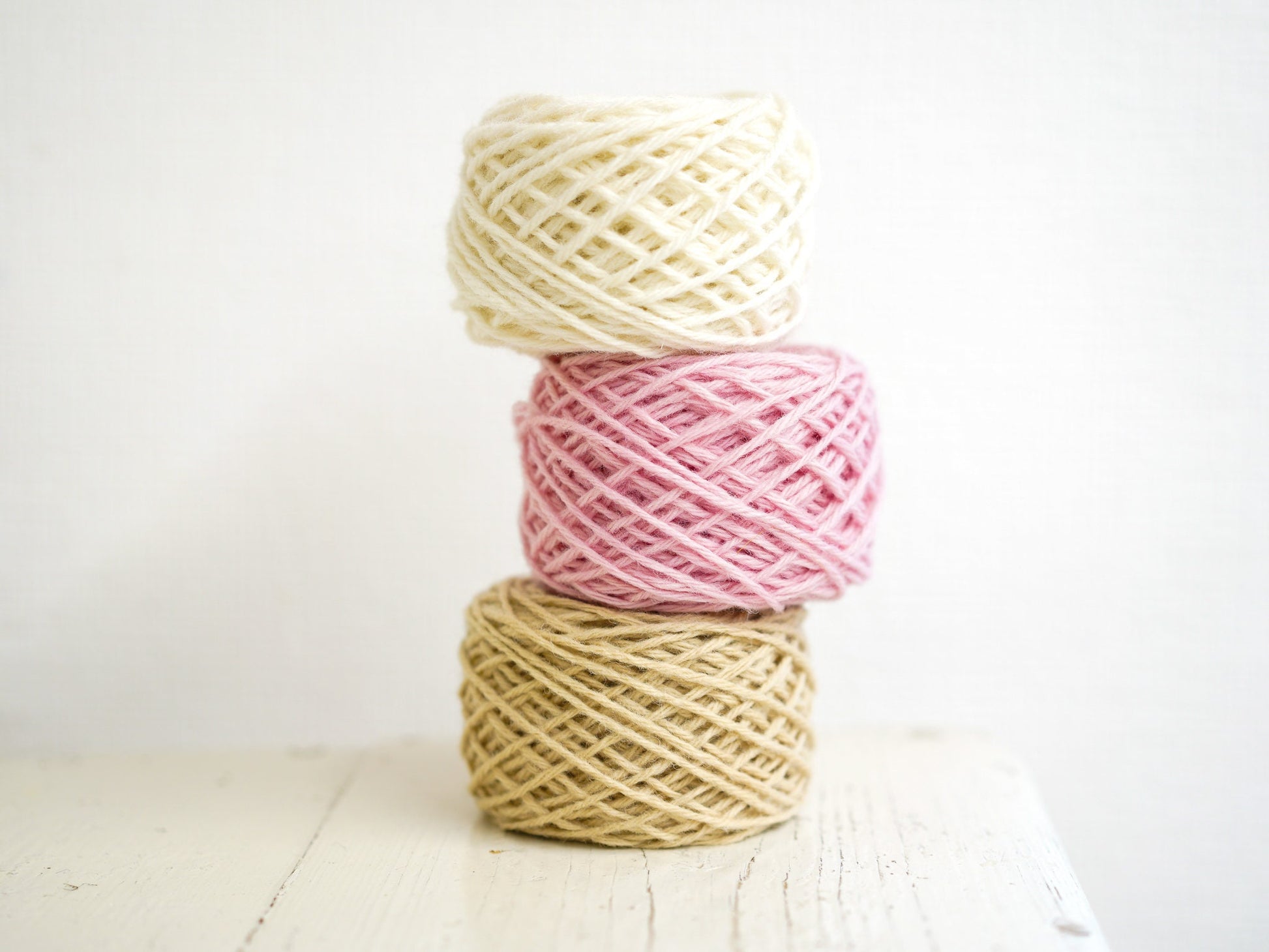 White, pink, ivory wool yarn for crafts | white-pink-ivory-wool-yarn-for-crafts