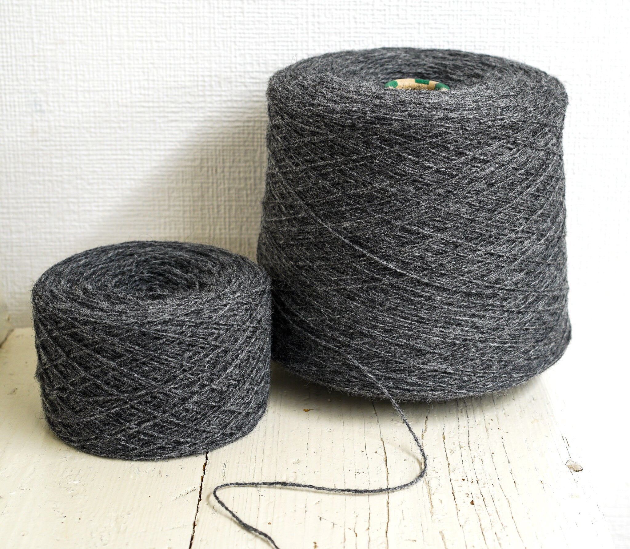 Graphite grey fingering wool yarn in cones | graphite-grey-fingering-wool-yarn-in-cones-1
