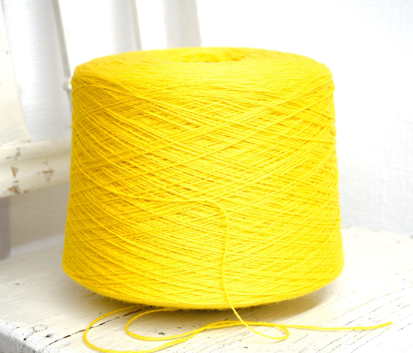 Bright yellow wool in cone 0,9kg/31.7oz - Fingering wool yarn - 100% wool yarn for weaving plaids, socks knitting - Hand knitting wool C710 | bright-yellow-wool-in-cone-0-9kg-31-7oz-fingering-wool-yarn-100-wool-yarn-for-weaving-plaids-socks-knitting-hand-knitting-wool-c710