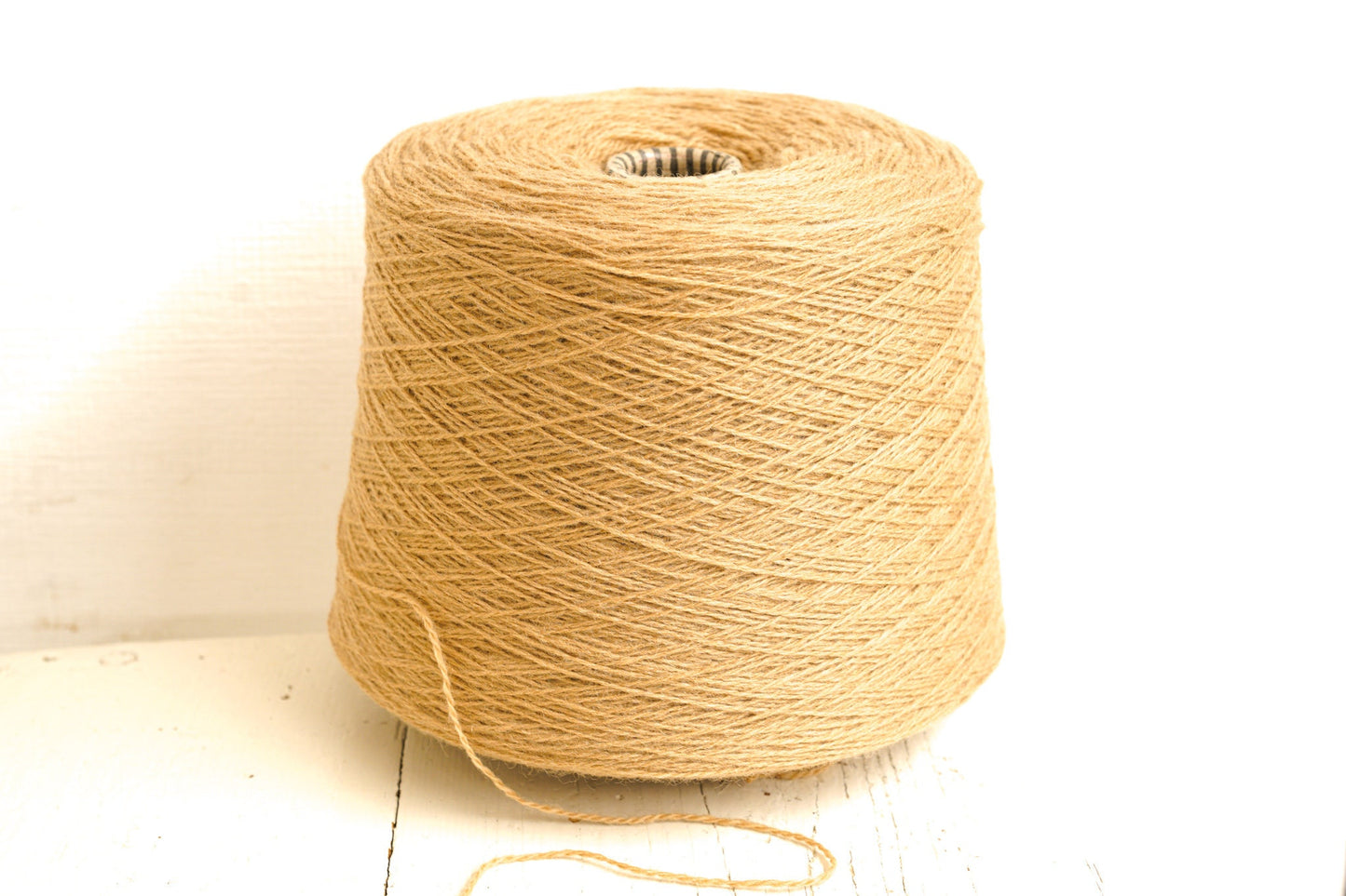 Light brown 100% wool yarn in cone 900g /31.7oz - Fingering wool fiber - Wool yarn for weaving plaids - Machine, hand knitting wool yarn 650 | light-brown-100-wool-yarn-in-cone-900g-31-7oz-fingering-wool-fiber-wool-yarn-for-weaving-plaids-machine-hand-knitting-wool-yarn-650