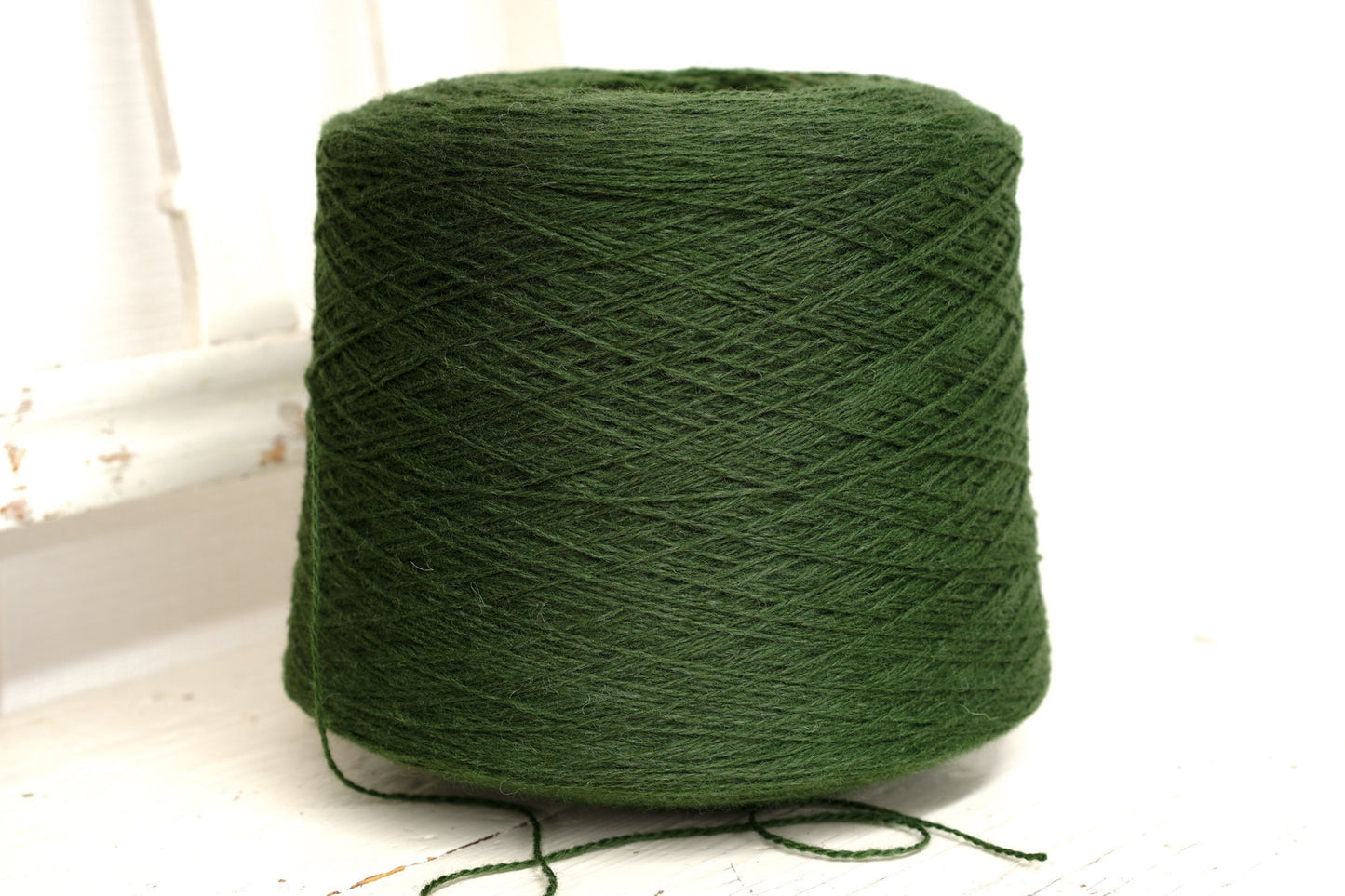 Dark green wool in cone 0,9kg/31.7oz - Fingering wool yarn - 100% wool yarn for weaving plaids, socks knitting - Hand knitting wool C360 | dark-green-wool-in-cone-0-9kg-31-7oz-fingering-wool-yarn-100-wool-yarn-for-weaving-plaids-socks-knitting-hand-knitting-wool-c360