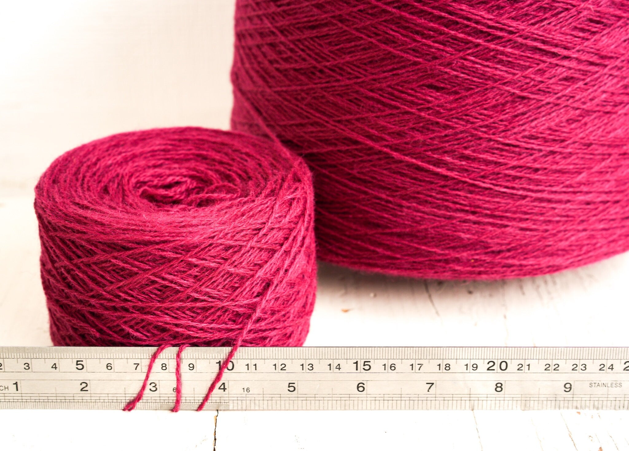 Hot pink wool in cone 0,9kg/31.7oz - 100% New Zealand fingering wool - yarn for weaving plaids, socks knitting - Hand knitting wool C540 | hot-pink-wool-in-cone-0-9kg-31-7oz-100-new-zealand-fingering-wool-yarn-for-weaving-plaids-socks-knitting-hand-knitting-wool-c540