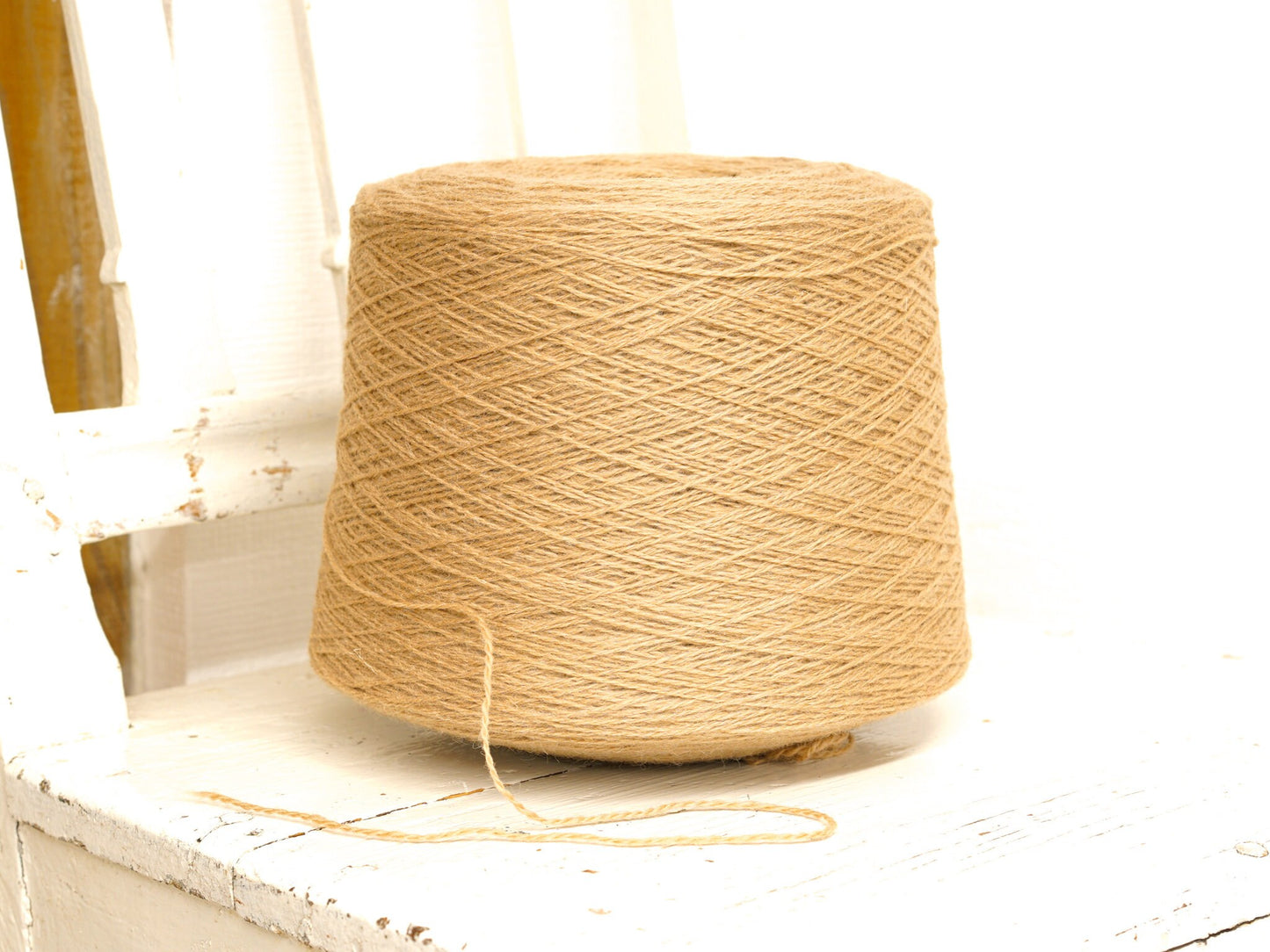 Light brown 100% wool yarn in cone 900g /31.7oz - Fingering wool fiber - Wool yarn for weaving plaids - Machine, hand knitting wool yarn 650 | light-brown-100-wool-yarn-in-cone-900g-31-7oz-fingering-wool-fiber-wool-yarn-for-weaving-plaids-machine-hand-knitting-wool-yarn-650