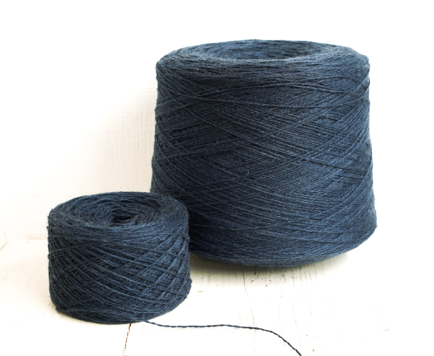 Denim blue fingering wool yarn in cones | denim-blue-fingering-wool-yarn-in-cones