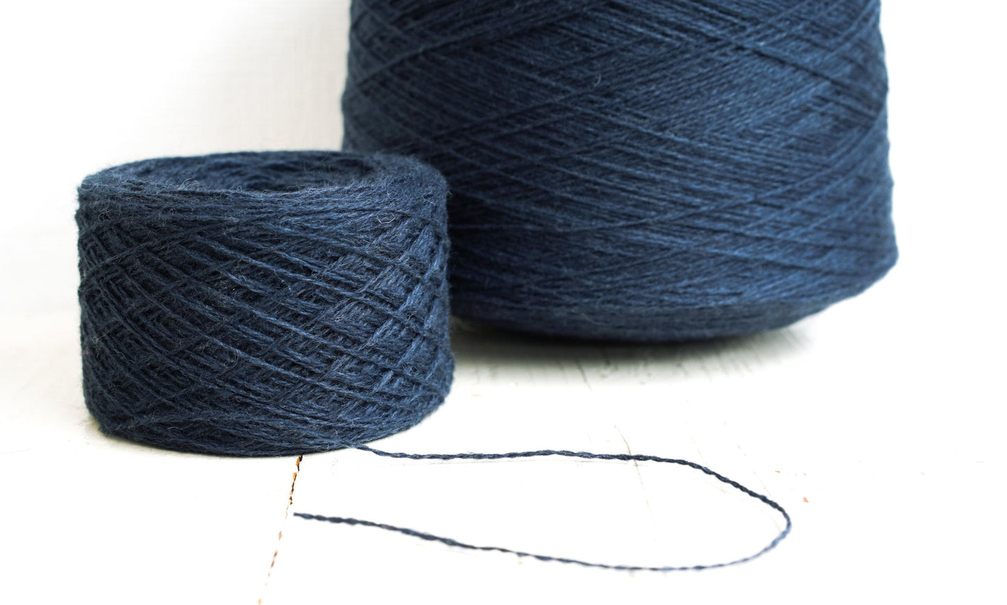 Denim blue fingering wool yarn in cones | denim-blue-fingering-wool-yarn-in-cones