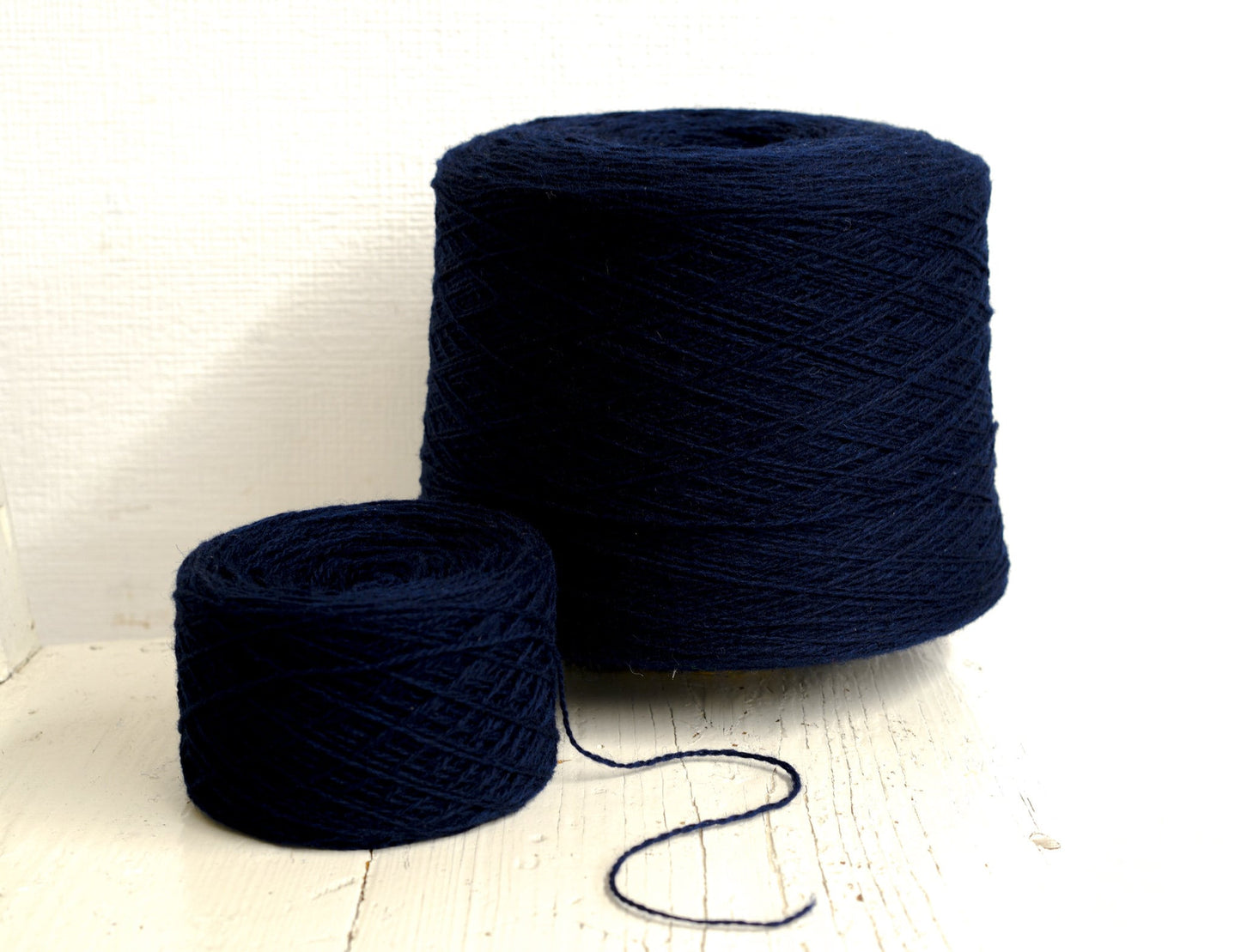 Dark blue fingering wool yarn in cones | dark-blue-fingering-wool-yarn-in-cones