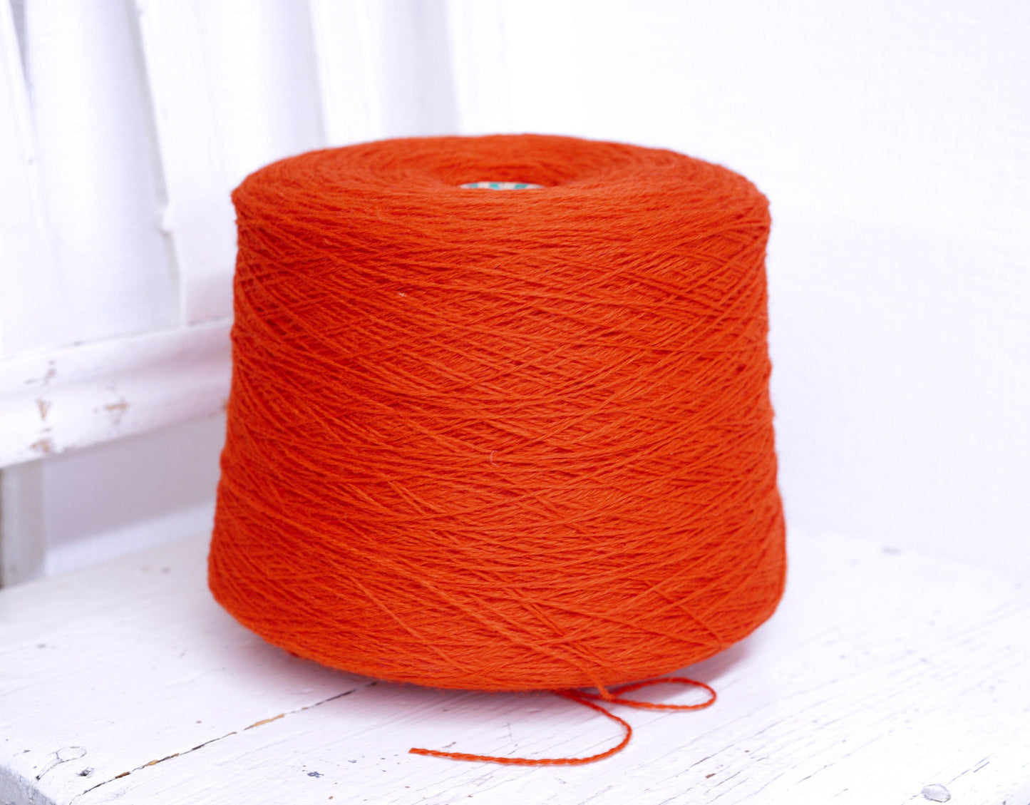 Scarlet red wool in cone 0,9kg/31.7oz - Fingering yarn for weaving plaids, socks knitting, women's, men's outwear crochet, knitting - 108C | scarlet-red-wool-in-cone-0-9kg-31-7oz-fingering-yarn-for-weaving-plaids-socks-knitting-womens-mens-outwear-crochet-knitting-108c