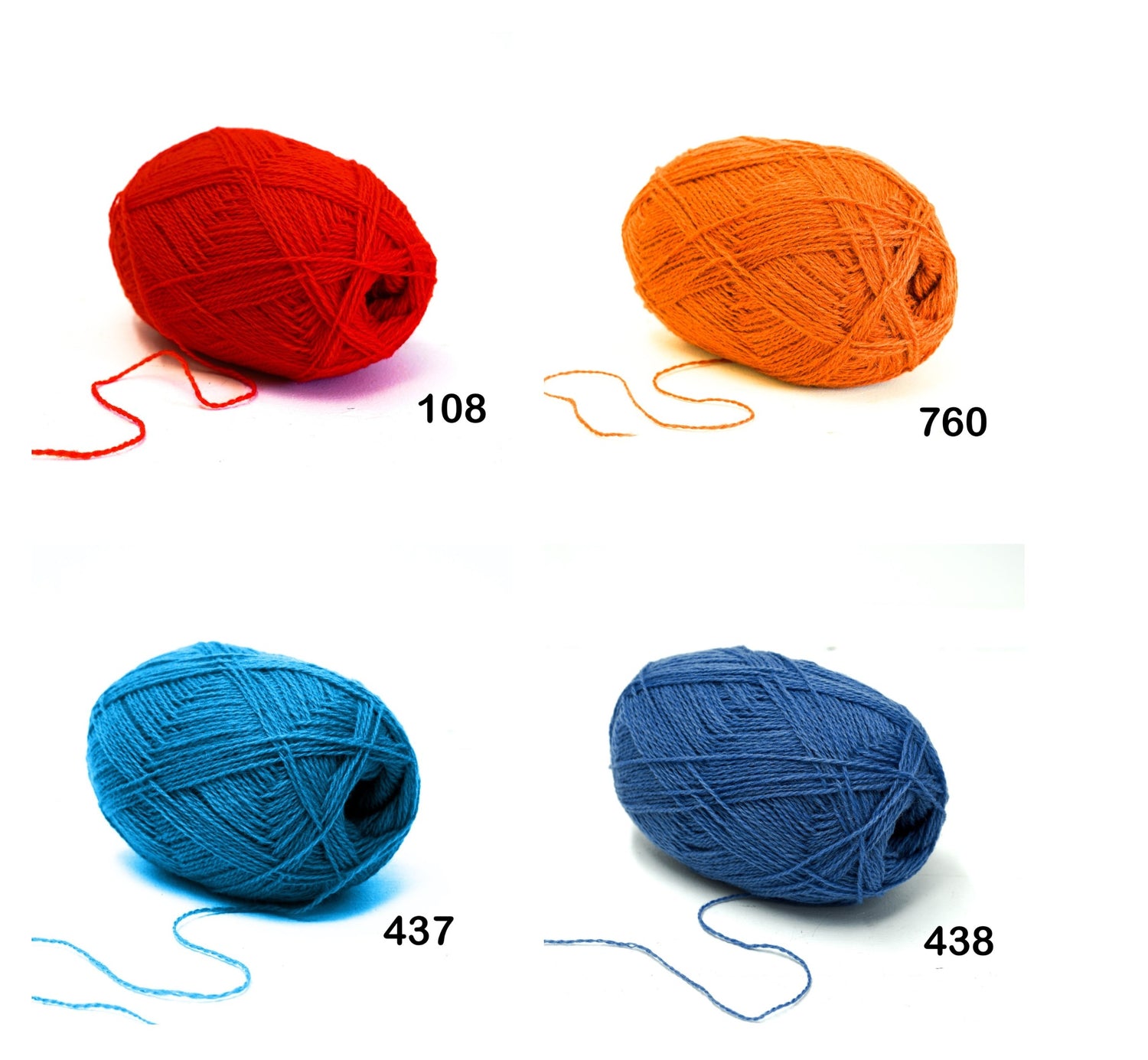 100% Wool Yarn ball : 100g/ 3,5 oz - Fingering - for Knitting, Crochet, Weaving - 60 colors