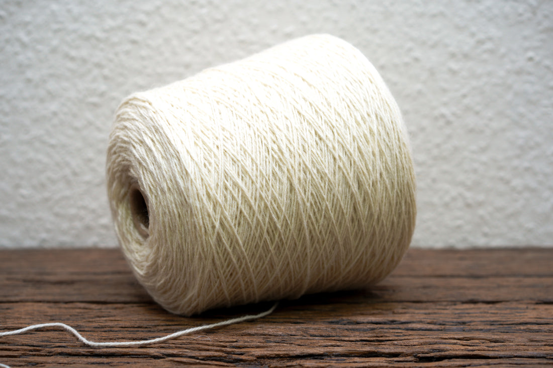 White sport New Zealand wool yarn in cone  - 900g./31,7oz