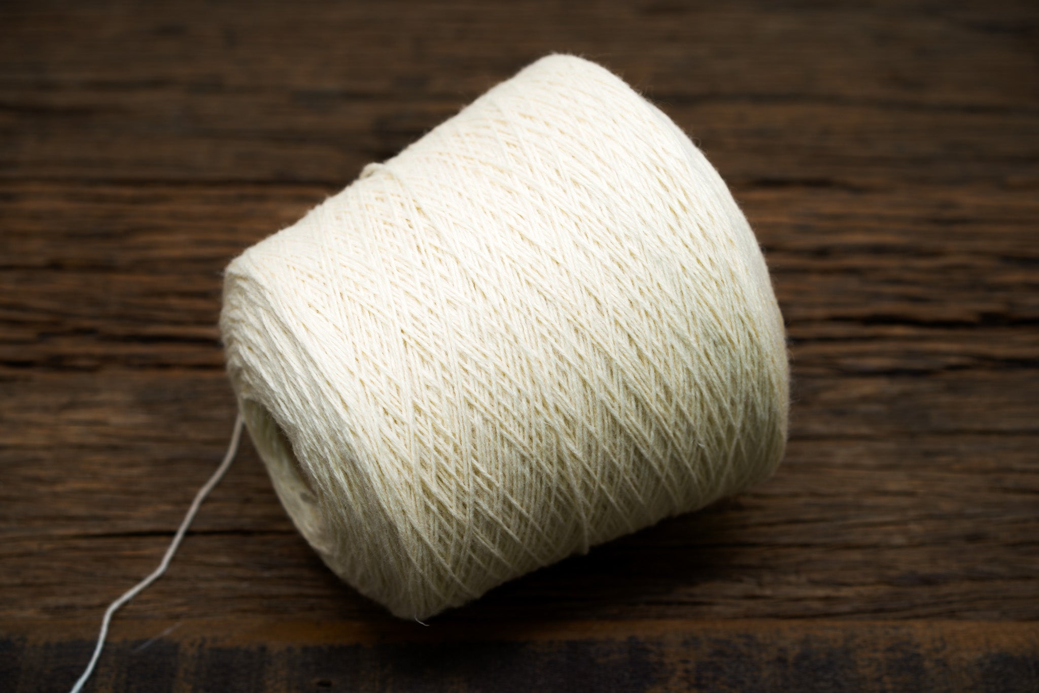 White sport New Zealand wool yarn in cone  - 900g./31,7oz