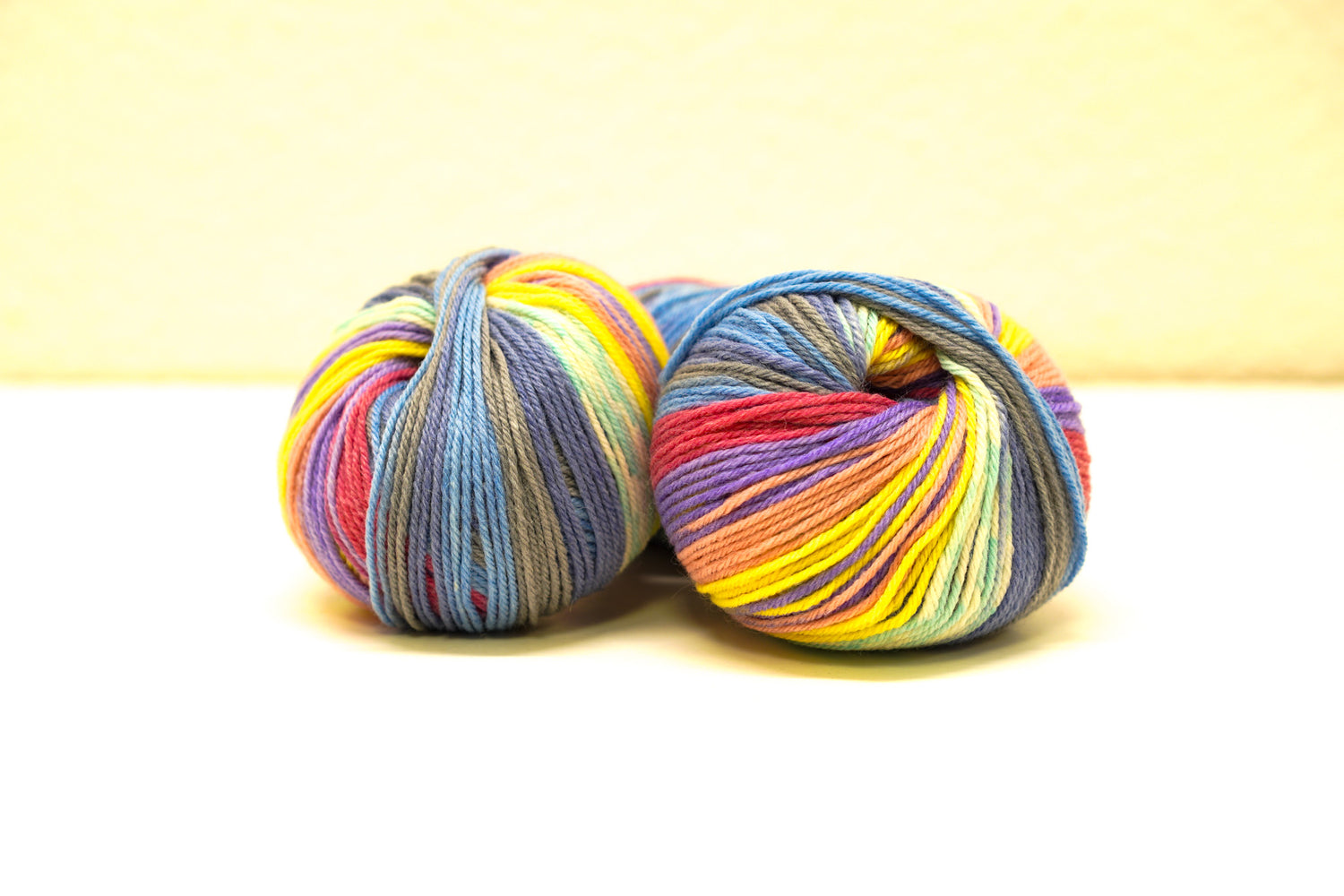 Blue-yellow-mint Jacquard 80% wool blend 50g./125m soft wool Rial Filati - 809