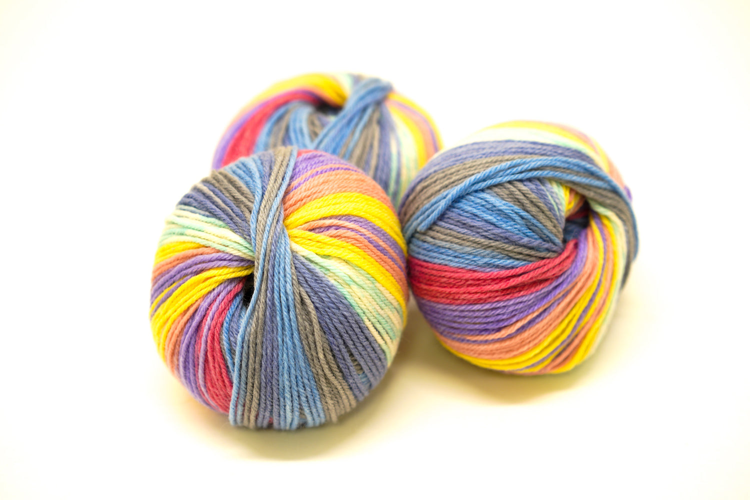 Blue-yellow-mint Jacquard 80% wool blend 50g./125m soft wool Rial Filati - 809
