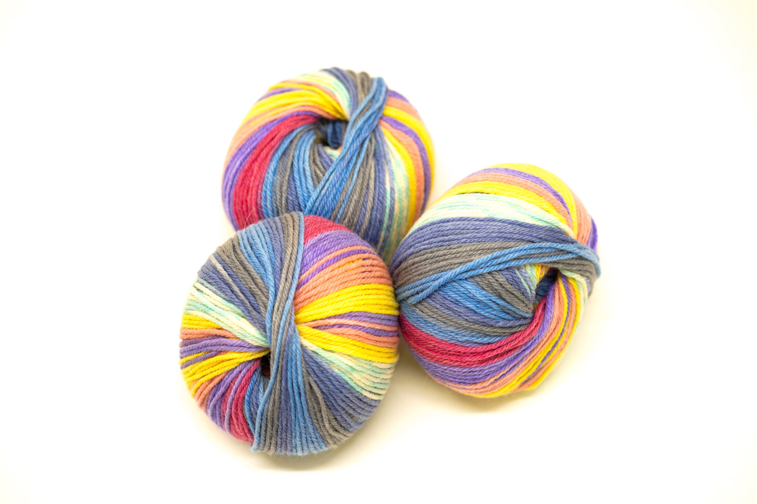 Blue-yellow-mint Jacquard 80% wool blend 50g./125m soft wool Rial Filati - 809