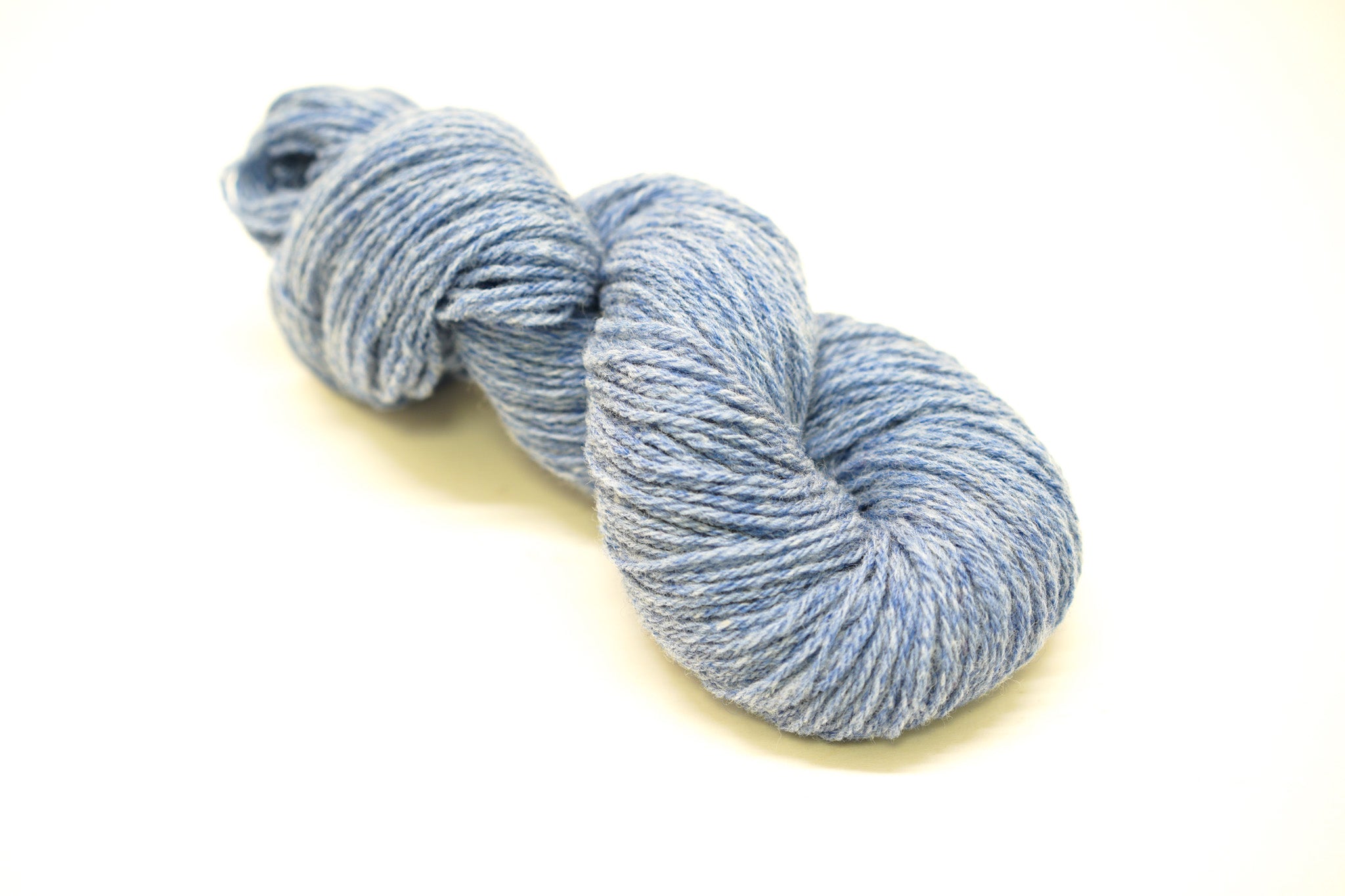 Blue melange color Merino and Suffolk wool yarn blend