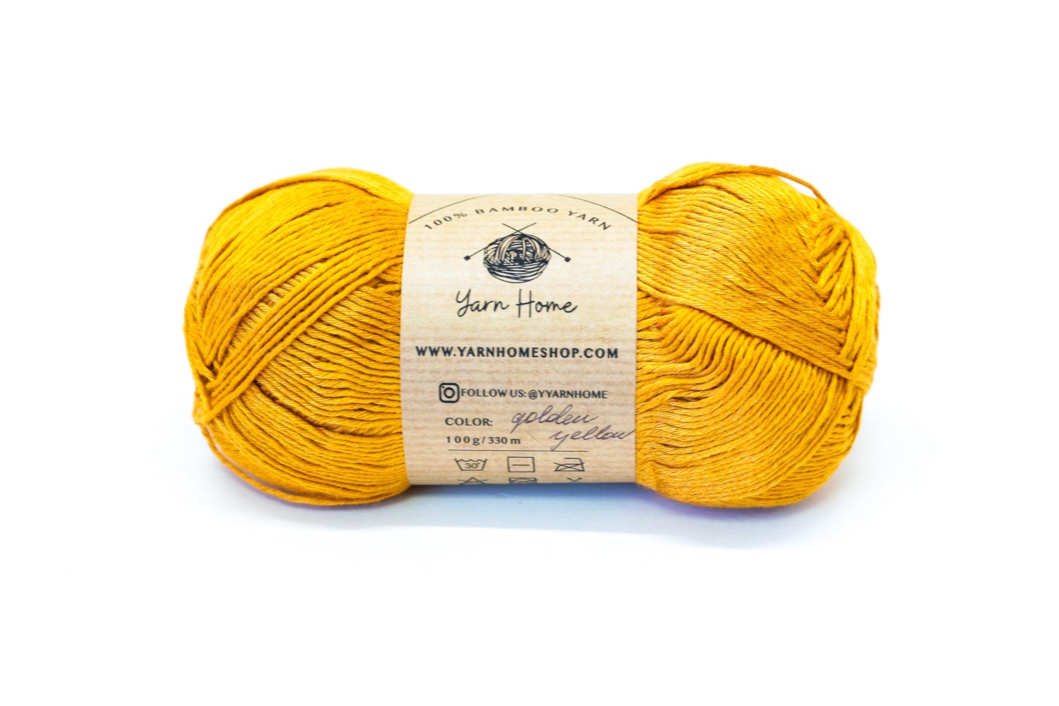 Goden yellow 100% bamboo yarn 100g/3,5oz.