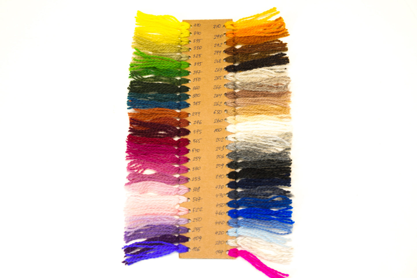New Zealand wool yarn samples card in 52 colors