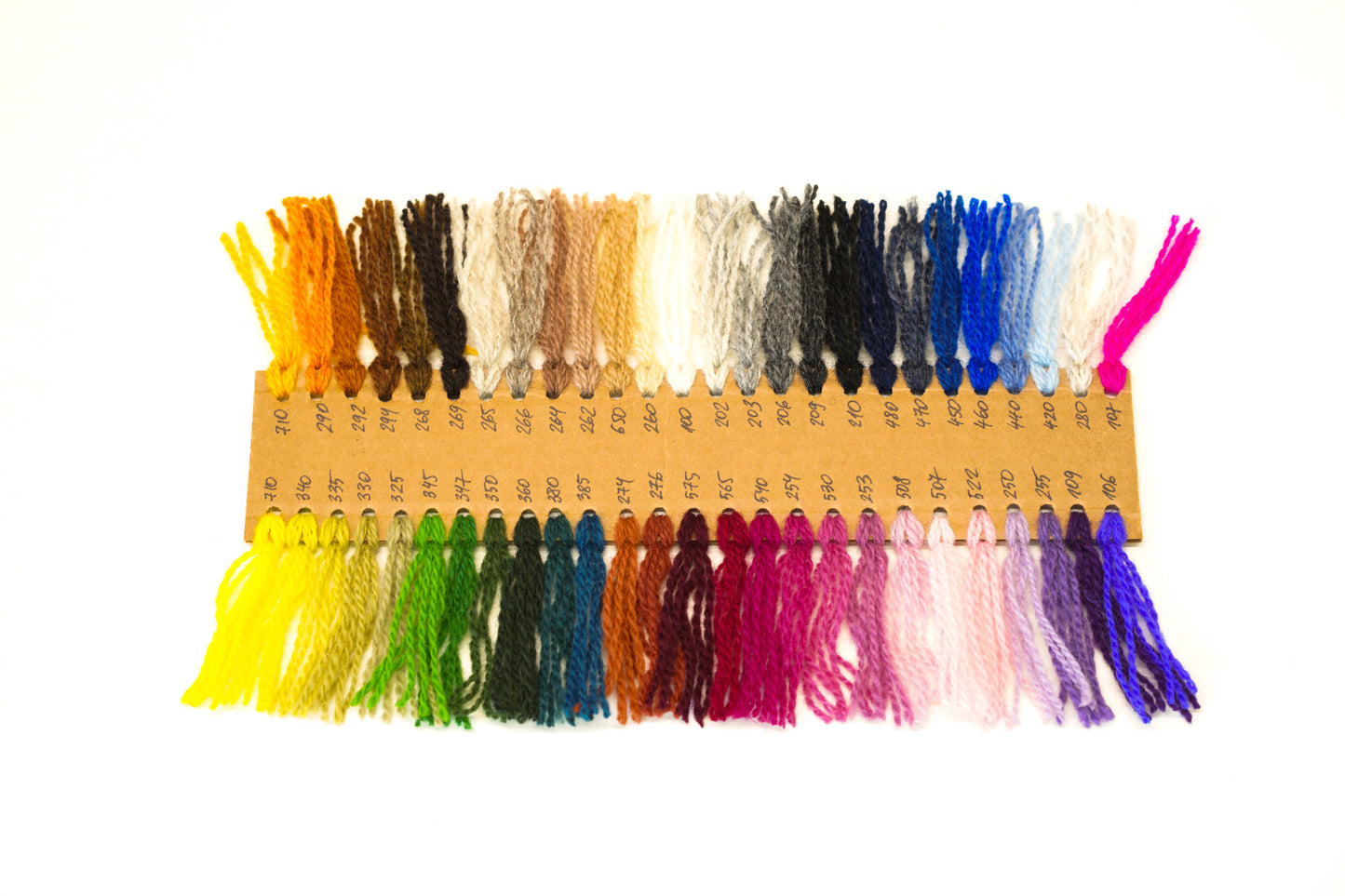 New Zealand wool yarn samples card in 52 colors