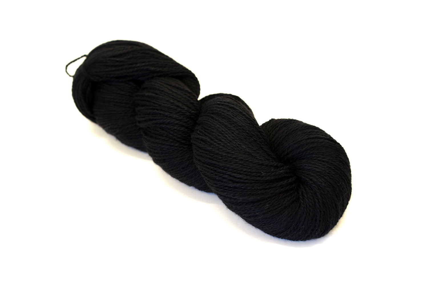 Black color wool blend yarn - 80% wool