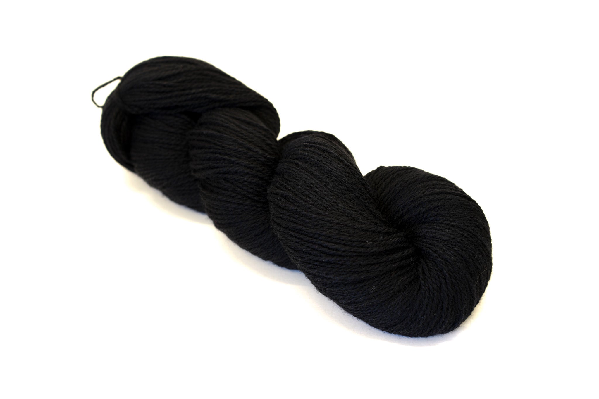 Black color wool blend yarn - 80% wool
