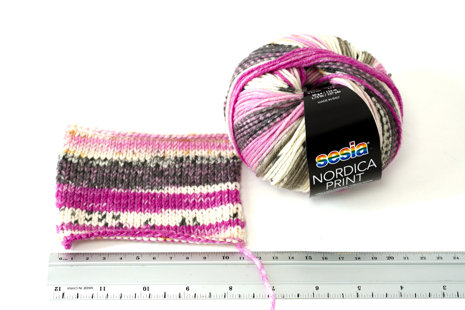 Sesia Nordica print merino virgin wool - Ciclamino 0179